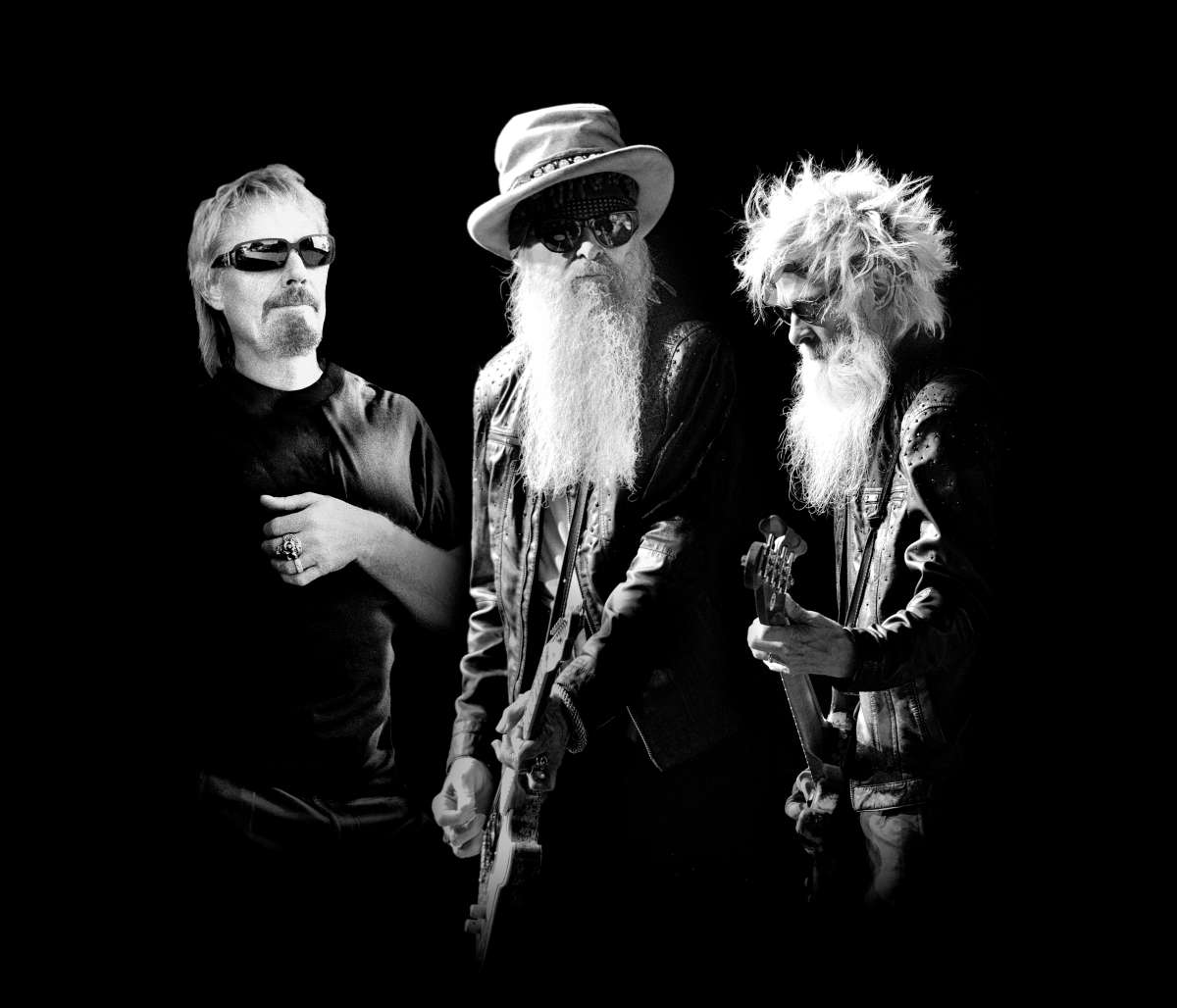 ZZ Top promotional band photo in black and white